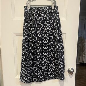 Dressed in LALA Black and White Smiley A-Line Skirt